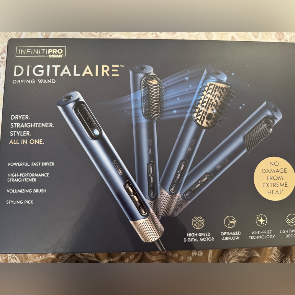 Conair infinityPro DigitalAIRE drying wand multiple attachments brush wavy frizz